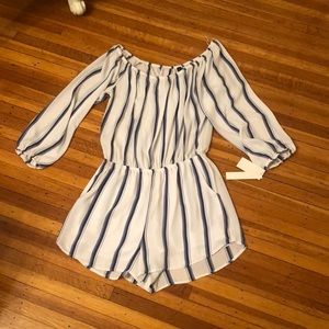 Design lab navy and white striped romper